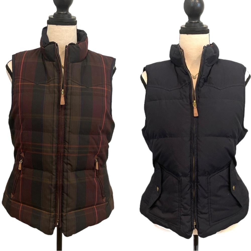 Ralph Lauren | plaid navy reversible puffer vest Sz LP